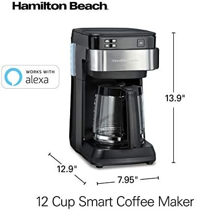 Hamilton Beach Works with Alexa Smart Coffee Maker, Programmable, 12 Cup Capacity, Black and Stainless Steel (49350) – A Certified for Humans Device - Image 9
