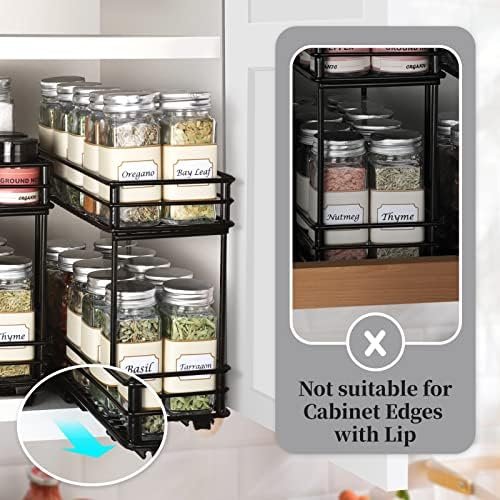 Sakugi Spice Rack Organizer- 2-Pack 2-Tier Pull Out Spice Rack for Kitchen Cabinet, Rustproof & Durable Spice Cabinet Organizer, Spice Organizer, 4.33''W x 10.23''D x 8.54''H - Image 6