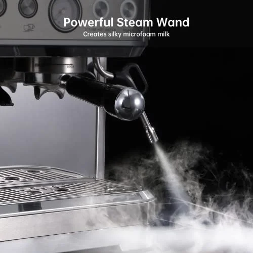 Aconee Espresso Machine with Grinder and Milk Frother/Steam Wand, 15 Bar Semi Automatic Espresso Coffee Machine, Professional All In One Coffee Maker with Italian Pump,2.5L Water Tank, Stainless Steel - Image 5