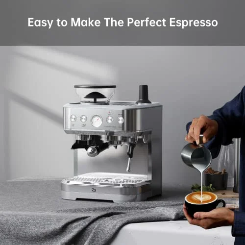 Aconee Espresso Machine with Grinder and Milk Frother/Steam Wand, 15 Bar Semi Automatic Espresso Coffee Machine, Professional All In One Coffee Maker with Italian Pump,2.5L Water Tank, Stainless Steel - Image 6