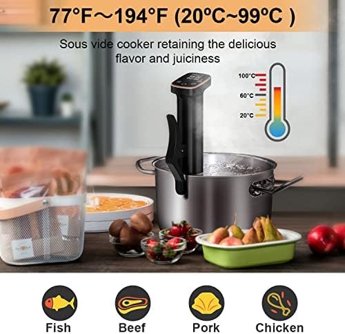 Upesitom Sous Vide Machine 1100W Sous Vide Cooker, IPX7 Waterproof Immersion Circulator Precisional Cooker with Temperature Control, Digital Timer, Ultra-quiet & Fast Heating, Touch Control - Image 3
