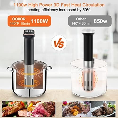 OOIIOR Sous Vide Machine Precision Cooker, 1100W Sous Vide Cooker Immersion Circulators Joule Sous Vide Souvi Cooker, IPX7 Waterproof, Ultra-quiet Working, Accurate Temperature Time Control - Image 3