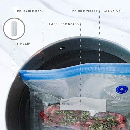 OUII Sous Vide Bags for Joule and Anova Cooker - 52 Pieces Kit with Vacuum Sealer Bags, Hand Pump, Clips - 3 Bag Sizes, Food Storage, Meal Prep - Fits Any Sous Vide Cooking Machine - Image 3