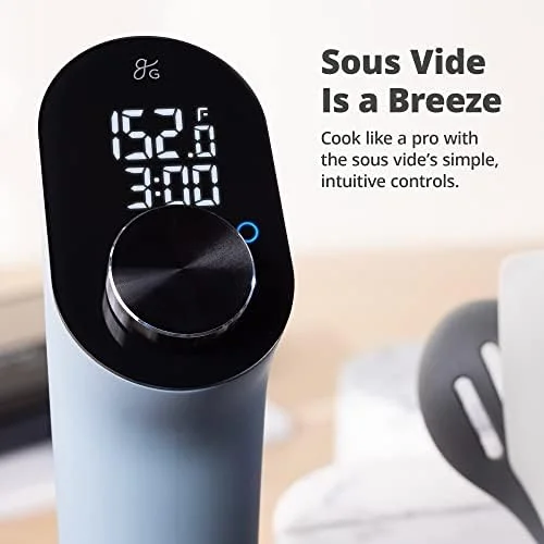 Greater Goods Pro Sous Vide Kit - An 1100 Watt, Powerful, Precise Sous Vide Cooker and Premium, Plastic Container with Sous Vide Rack, Lid, and Neoprene Sleeve | Designed in St. Louis (Stone Blue Kit) - Image 4