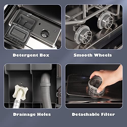 COSTWAY Countertop Dishwasher, 6 Place Settings Built-in Dishwasher with 72 H Preserve, Air Dry Function, LED Touch Control, 5 Washing Programs, Dish Washer for Apartments, Dorms, RVs (with doorknob) - Image 7