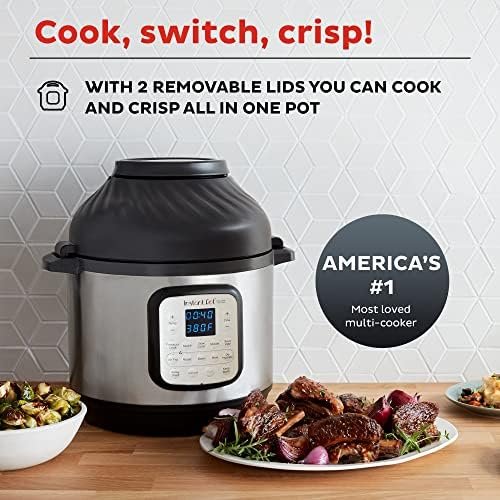 Instant Pot Duo Crisp Pressure Cooker 11 in 1, 8 Qt with Air Fryer, Roast, Bake, Dehydrate and more & Genuine Instant Pot Tempered Glass lid, Clear 10 Inch (26 cm) 8 Quart - Image 4