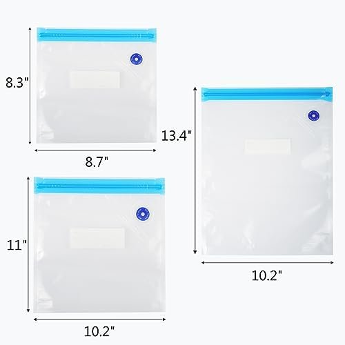 Sous Vide Bags - 20 Pack Reusable Vacuum Zipper Bags, 3 Size Vacuum Sealer Bags and 2 Sealing Clips Set for Sous Vide Cooking, Food Storage Bags for Anova and Joule Cookers - Image 3