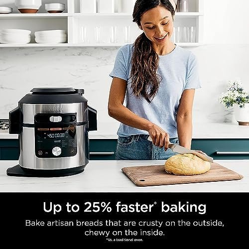 Ninja OL601 (OL601QBK -BLACK) Foodi XL 8 Qt. Pressure Cooker Steam Fryer with SmartLid, 14-in-1 that Air Fries, Bakes & More, with 3-Layer Capacity, 5 Qt. Crisp Basket & 45 Recipes (Renewed) - Image 6