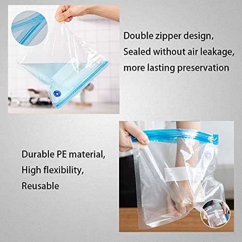 Sous Vide Bags 22 Pack Reusable Vacuum Food Storage Bags Kit, with 3 Sizes Vacuum Food Bags,1 Hand Pump, 4 Sealing Clips for Food Storage and Sous Vide Cooking - Image 5