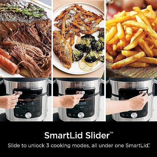 Ninja OL601 Foodi XL 8 Qt (OL601QCM Cinnamon/RED) Pressure Cooker Steam Fryer with SmartLid, 14-in-1 that Air Fries, Bakes & More, with 3-Layer Capacity, 5 Qt. Crisp Basket, (Renewed) - Image 5