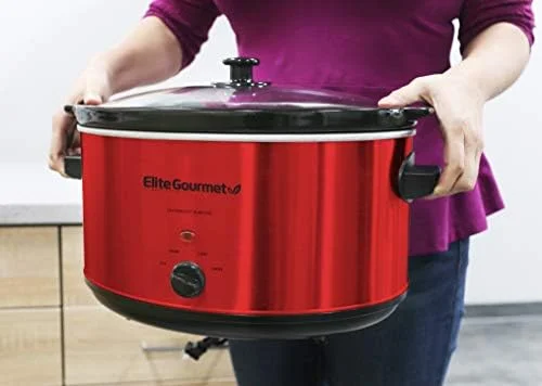 Elite Gourmet MST-900RXT# Electric Ceramic XL Jumbo Slow Cooker, Adjustable Temp, Entrees, Sauces, Stews & Dips, Dishwasher Safe Glass Lid & Crock, 8.5Qt, MetallicRed - Image 8
