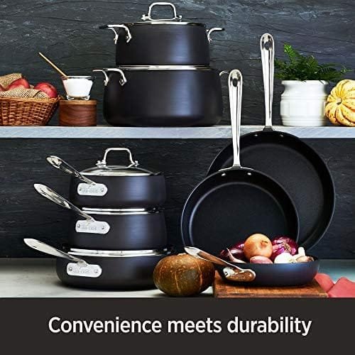 All-Clad HA1 Hard Anodized Nonstick Saute Pan with Lid and Fry Pan Set 4 Quart, 10 Inch Induction Oven Broiler Safe 500F Pots and Pans, Cookware Black - Image 4