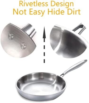 DELARLO Whole body Tri-Ply Stainless Steel 12inch Frying Pan, Oven safe induction skillet,pots and pans set,Suitable for All Stove (Detachable Handle) - Image 5