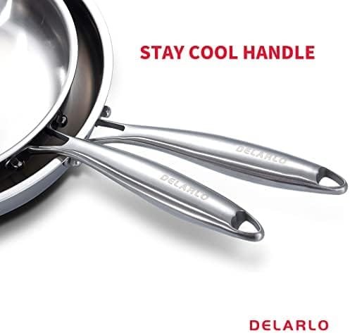 DELARLO Whole body Tri-Ply Stainless Steel 12inch Frying Pan, Oven safe induction skillet,pots and pans set,Suitable for All Stove (Detachable Handle) - Image 7