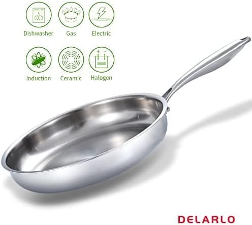 DELARLO Whole body Tri-Ply Stainless Steel 12inch Frying Pan, Oven safe induction skillet,pots and pans set,Suitable for All Stove (Detachable Handle) - Image 6