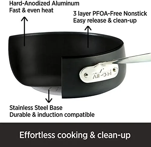 Versatile All-Clad HA1 2.5 Quart Nonstick Saucepan: Durable, Induction Oven, Broiler Safe, Stylish in Black. - Image 3