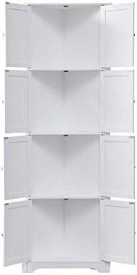 Kings Brand Furniture - Lyons 4-Tier 68" Corner Kitchen Pantry Storage Cabinet with 8 Doors, White - Image 4