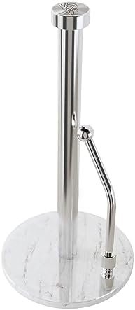 Skyway Goods - Stainless Steel Paper Towel Holder, Paper Towel Stand with Weighted Anti-Slip Base, Sleek Kitchen Countertop Paper Towel Holder, Space-Saving Paper Towel Holder, Light Marble Base - Image 2