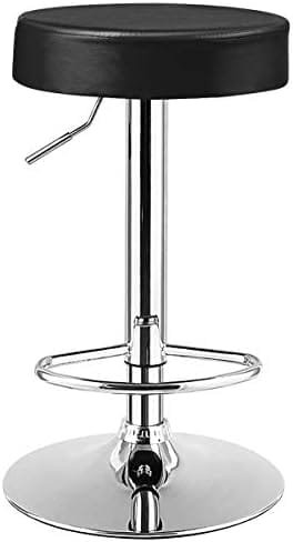 COSTWAY Bar Stool, Modern Swivel Backless Round Barstool, PU Leather Armless bar Chair with Height Adjustable, Chrome Footrest, Sturdy Metal Frame for Kitchen Dining Living Bistro Pub (Black, 1 pc) - Image 2