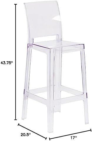 Flash Furniture Ghost Barstool with Square Back in Transparent Crystal - Image 3