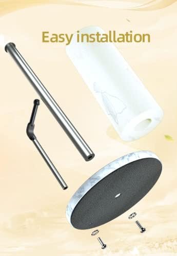 Paper Towel Holder Countertop with Weighted Non-Slip Marble Base for Kitchen, One-Handed Tear Paper Dispenser for Most Sizes of Paper Rolls with Spring Arm, Free Standing Paper Towel Stand (Nickel) - Image 4