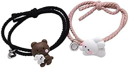 tbpersicwT Exquisite Bracelet, 2 Pieces of Couple Bracelet Cartoon Magnetic Matching Couple Wristband Jewelry Valentine's Day Fashion Accessories - Image 2