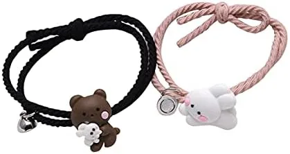 tbpersicwT Exquisite Bracelet, 2 Pieces of Couple Bracelet Cartoon Magnetic Matching Couple Wristband Jewelry Valentine's Day Fashion Accessories - Image 2