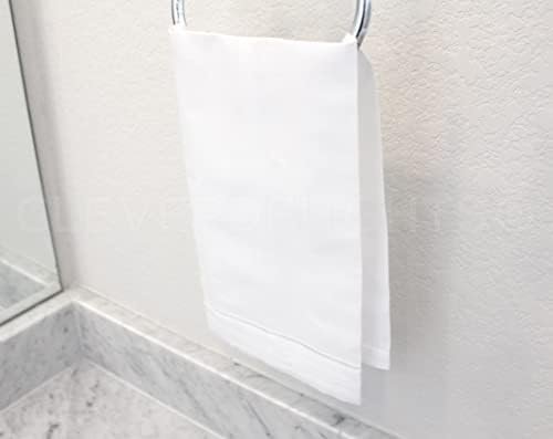 CleverDelights White Linen Hemstitched Hand Towels - 6 Pack - 14" x 22" - Fingertip Towel - Image 4