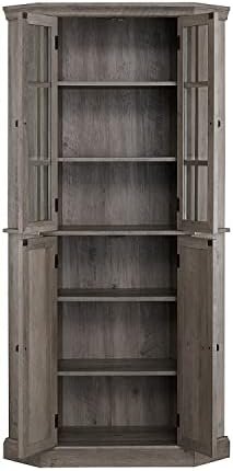 Home Source Enclosed Coner Storage Cabinet 69" Tall Bookshelf or Display Cabinet,Stone Grey. - Image 6