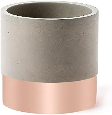 Room Starters Kitchen Utensil Holder for Countertop | Rustic Concrete/Steel Large Utensil Holder for Kitchen Counter | Organizer Caddy Crock (Copper) - Image 2