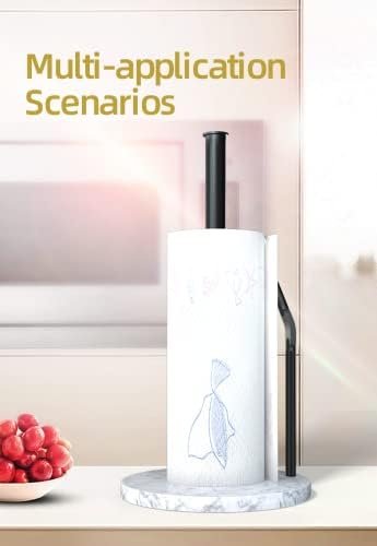 Paper Towel Holder Countertop with Weighted Non-Slip Marble Base for Kitchen, One-Handed Tear Paper Dispenser for Most Sizes of Paper Rolls with Spring Arm, Free Standing Paper Towel Stand (Nickel) - Image 7