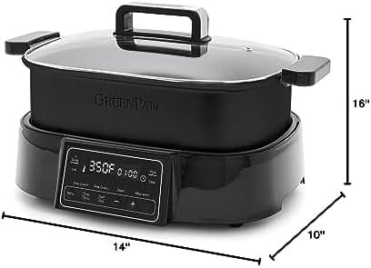 GreenPan 6.5QT Multi-Cooker Skillet Grill & Slow Cooker, 8-in-1 Presets to Saute,Steam, Grill, Stew, Stir-Fry,Heat, & Cook Rice, Healthy Ceramic Nonstick & Dishwasher Safe Parts, Matte Black - Image 10