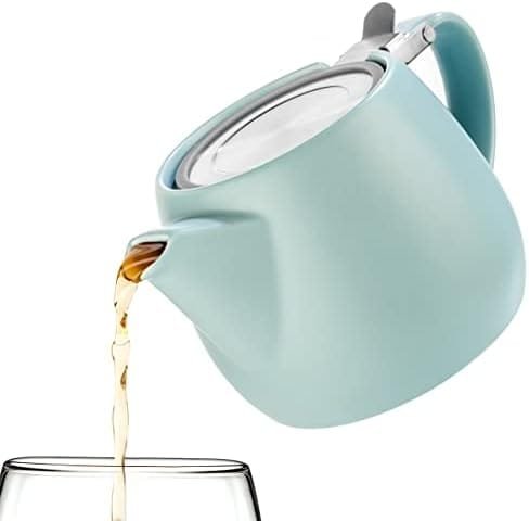 Tealyra - Pluto Porcelain Small Teapot Turquoise - 18.2-ounce (1-2 cups) - Matte Finish - Stainless Steel Lid and Extra-Fine Infuser To Brew Loose Leaf Tea - 540ml - Image 6