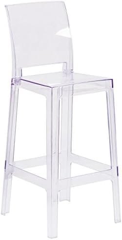 Flash Furniture Ghost Barstool with Square Back in Transparent Crystal - Image 4