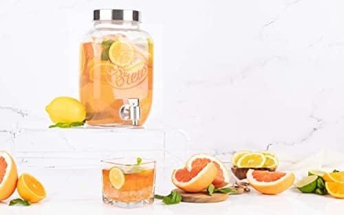 Kook 1 Gallon Mason Jar Drink Dispenser, Thick Glass Carafe, Stainless Steel Spigot and Mesh Filter, Premium Iced Coffee Maker, Cold Brew Pitcher & Tea Infuser - Image 4