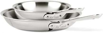 All-Clad D3 3-Ply Stainless Steel Fry Pan Set 2 Piece, 8, 10, Inch Induction Oven Broiler Safe 600F Pots and Pans, Cookware Silver - Image 2