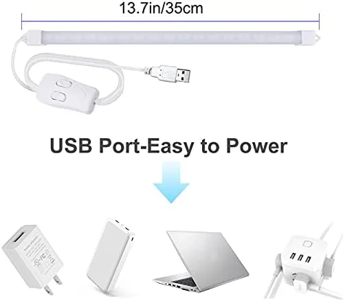 Milpoel LED Strips Craft Light Under Cabinet Lighting Bar Built-in Magnets, USB Powered Counter Lighting Bar, LED Closet Light,3 Color Temperature - Image 4