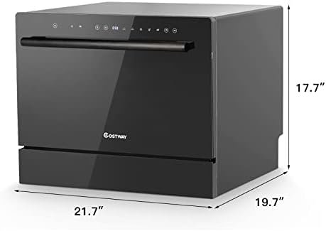COSTWAY Countertop Dishwasher, 6 Place Settings Built-in Dishwasher with 72 H Preserve, Air Dry Function, LED Touch Control, 5 Washing Programs, Dish Washer for Apartments, Dorms, RVs (with doorknob) - Image 8