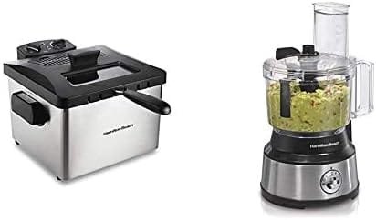Hamilton Beach Professional Grade Electric Deep Fryer & 10-Cup Food Processor & Vegetable Chopper with Bowl Scraper, Stainless Steel (70730) - Image 2