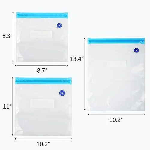 30PCS Sous Vide Bags Kit - 18 Reusable Vacuum Zipper Bags, 6 Sealing Clips, 1 Hand Pump and 5 Air Valve for Vacuum Sealer and Food Storage, Sous Vide Cooking Bags Set for Anova and Joule Cookers 1 - Image 3