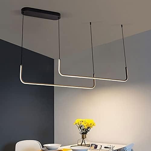 Sedelan Modern Linear Chandelier, Dimmable LED Pendant Light Fixtures, 2 Lights Pendant Lighting for Kitchen Island Dining Room Bar, Black, 3000K - Image 5