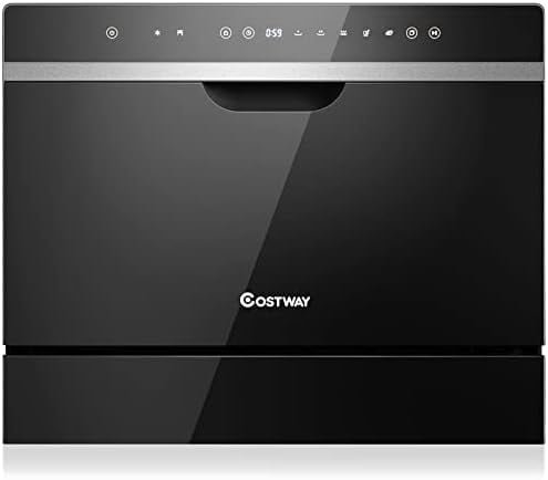 COSTWAY Countertop Dishwasher, 6 Place Settings Built-in Dishwasher with 72 H Preserve, Air Dry Function, LED Touch Control and 5 Washing Programs, Dish Washer for Small Apartments, Dorms, Boats, RVs - Image 2