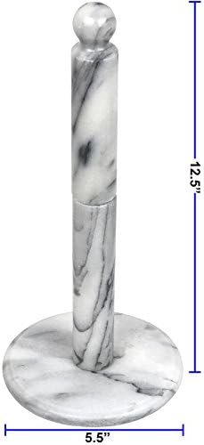 Greenco White Marble Paper Towel Holder, Hand Crafted, 12.5” H x 5.5” W - Image 5
