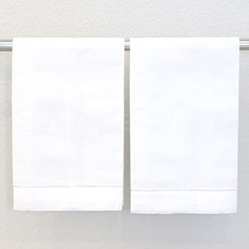 CleverDelights White Linen Hemstitched Hand Towels - 6 Pack - 14" x 22" - Fingertip Towel - Image 5