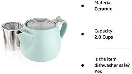 Tealyra - Pluto Porcelain Small Teapot Turquoise - 18.2-ounce (1-2 cups) - Matte Finish - Stainless Steel Lid and Extra-Fine Infuser To Brew Loose Leaf Tea - 540ml - Image 9