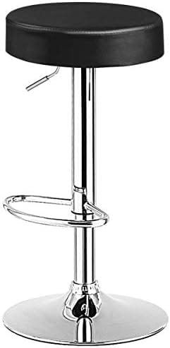 COSTWAY Bar Stool, Modern Swivel Backless Round Barstool, PU Leather Armless bar Chair with Height Adjustable, Chrome Footrest, Sturdy Metal Frame for Kitchen Dining Living Bistro Pub (Black, 1 pc) - Image 10