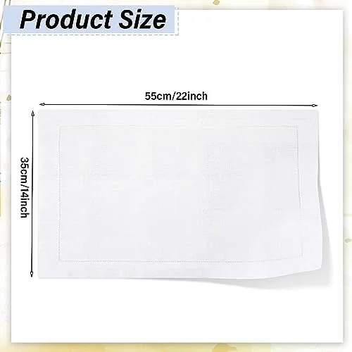 Patelai 12 Pcs 14" x 22" White Linen Hemstitched Towel Linen Tea Towels Linen Dish Towels Placemats Hand Towels for Bathroom Linen Towels for Kitchen Bathroom - Image 3