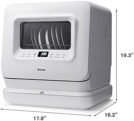 COSTWAY Portable Countertop Dishwasher, Compact Dishwasher with 7.5 L Built-in Water Tank, 360° Dual Spray Arms, 5 Washing Programs, Air-Dry Function, Child Lock, Mini Dishwasher for Apartment, RV - Image 8
