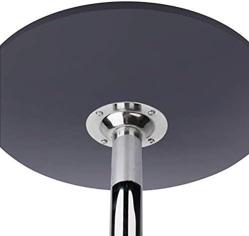 Leopard MDF Round Top Not Adjustable (41 INCHES Height) Bar Table, Pub Table with Silver Leg and Base (Black) - Image 6