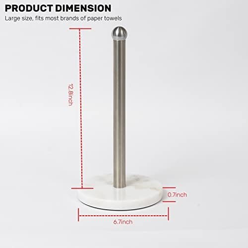 Paper Towel Holder Heavy Marble Base, Free Standing Paper Towel Holder Countertop for Kitchen, Paper Towel Dispenser with Weighted Base, Brushed Nickel Pole - Image 8